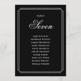 Cartão de Números de Mesa em Preto e Branco Deco