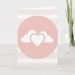 Cartão de Nuvens com Coração Rosa Simples