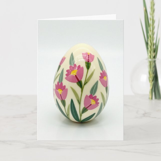 Cartão de Objeto Pintado com Flores de Primavera (Frente)