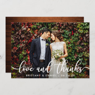 Cartão de Obrigado e Amor de Madeira Foto de Casam