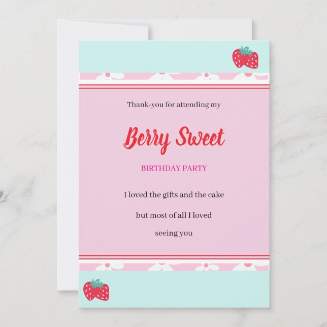 Cartão de Obrigado-você do Berry Sweet da Moça (Frente)
