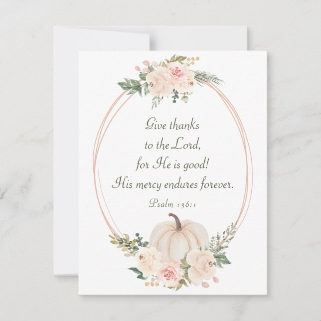 Cartão Dê Obrigados ao Senhor Bíblia Ação de Graças (Frente)