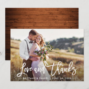 Cartão de Obrigados e Amor de Madeira para Casame