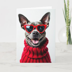 Cartão de Óculos de Coração de Cachorrinho Amor