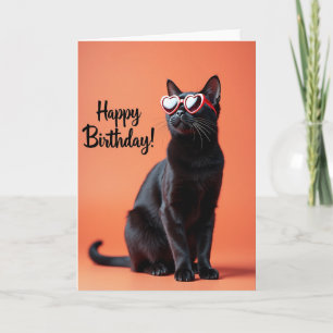 Cartão de Óculos de Gato Preto Divertido