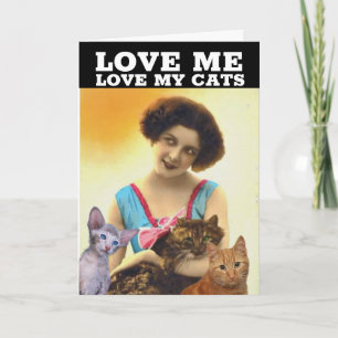 CARTÃO DE OLA DE DONA DE CASA RETRÔ COM GATO
