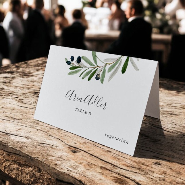 Cartão de Opção de Menu de Faça-Você-Mesmo do Ramo (Modern Olive Branch DIY Menu Option Place Card)