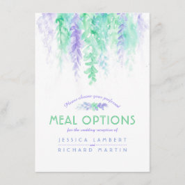 Cartão de opções de refeição em cascata de flor ve