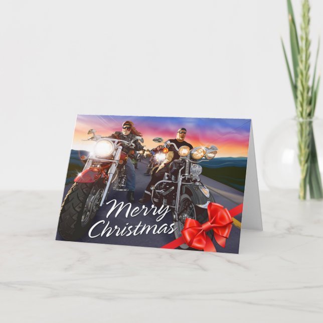 Cartão de opções Feliz Natal Bikers 1 (Frente)