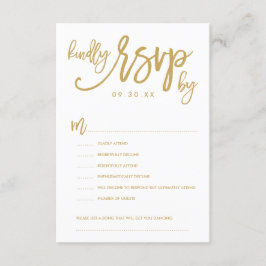 Cartão de opções RSVP de casamento com letra Chic
