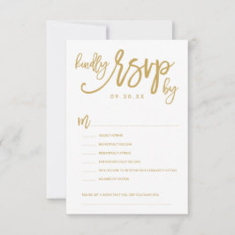 Cartão de opções RSVP de casamento com letra Chic