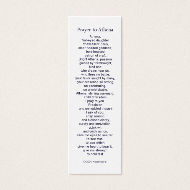 Cartão de Oração Athena (Frente)