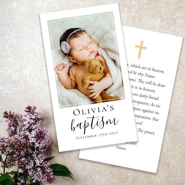 Cartão de Oração Baptism Photo Keepsasawn (Criador carregado)