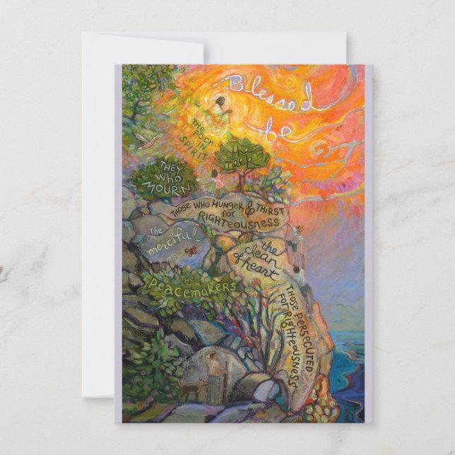 Cartão de Oração Beatitudes, Sermão no Monte (Frente)