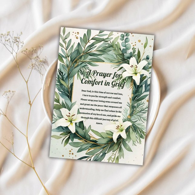 Cartão de oração cristão para conforto em luto (Christian Prayer Card for Comfort in Grief)