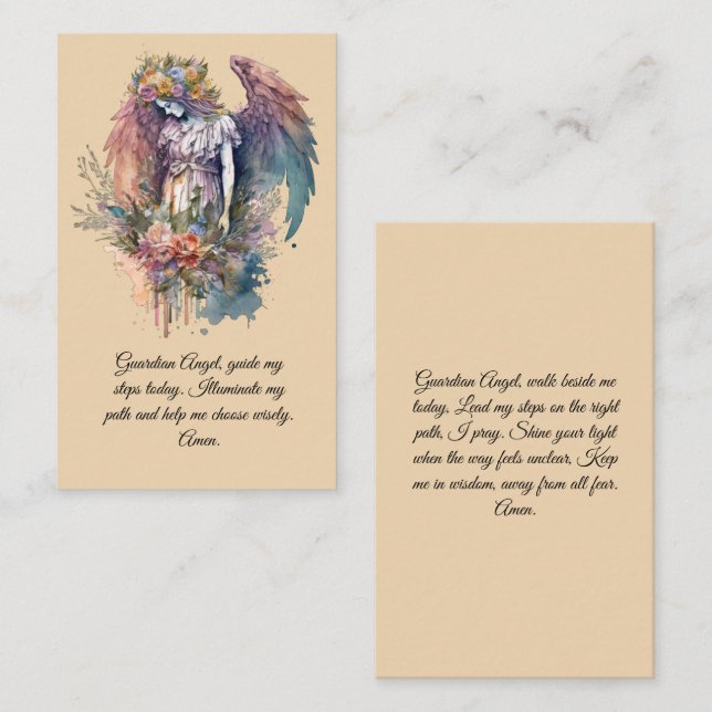 Cartão de Oração de Anjo Guardião (Frente/Verso)