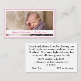 Cartão de Oração de Anúncio de Nascimento