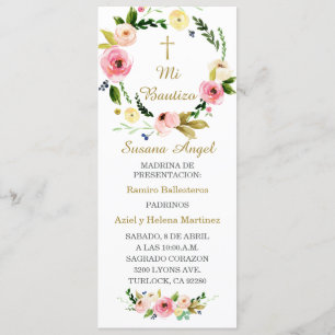 Cartão de Oração de Batismo Personalizado em Espan