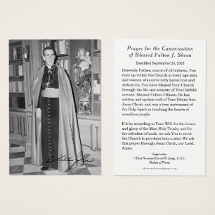 Cartão de Oração de Canonização do Beato Fulton Sh