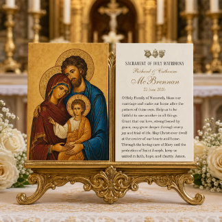 Cartão de Oração de Casamento Católico Sagrada Fam