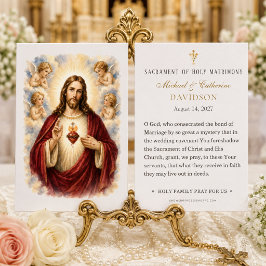 Cartão de Oração de Casamento Católico Sagrado Cor
