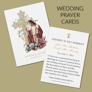 Cartão de Oração de Casamento Cruz Dourada de Jesu