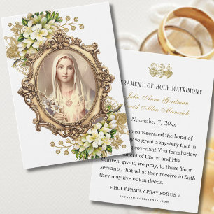 Cartão de Oração de Casamento Floral Católico