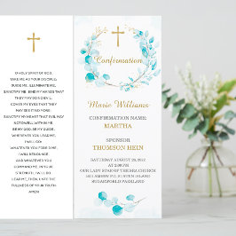 Cartão de Oração de Confirmação Aqua Personalizado