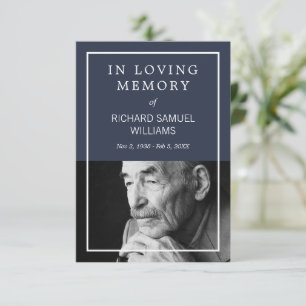 Cartão de Oração de Foto Mínimo Branco Azul-marinh