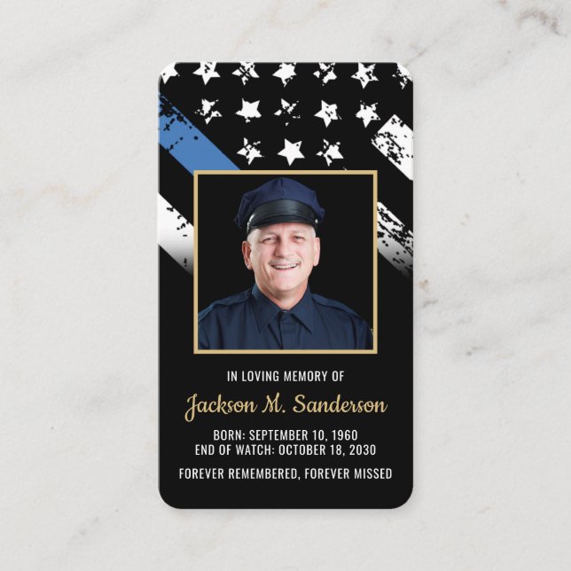 Cartão de Oração de Fotografia Funeral de Polícia  (Frente)