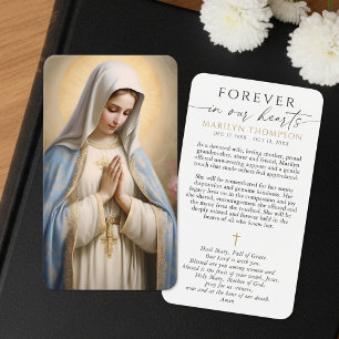 Cartão de Oração de Funeral Ave Maria Cruz de Mari