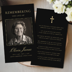Cartão de Oração de Funeral com Foto de Letra Eleg
