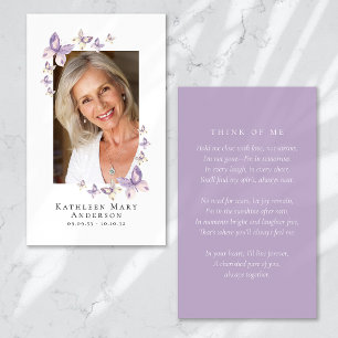 Cartão de Oração de Funeral de Borboletas Foto Mem