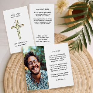 Cartão de Oração de Funeral de Foto Memorial Parti
