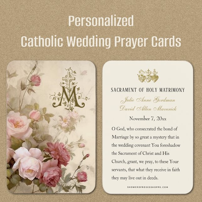 Cartão de Oração de Lembrança de Casamento Católic (All your wedding guests will LOVE to receive a beautiful remembrance card! )