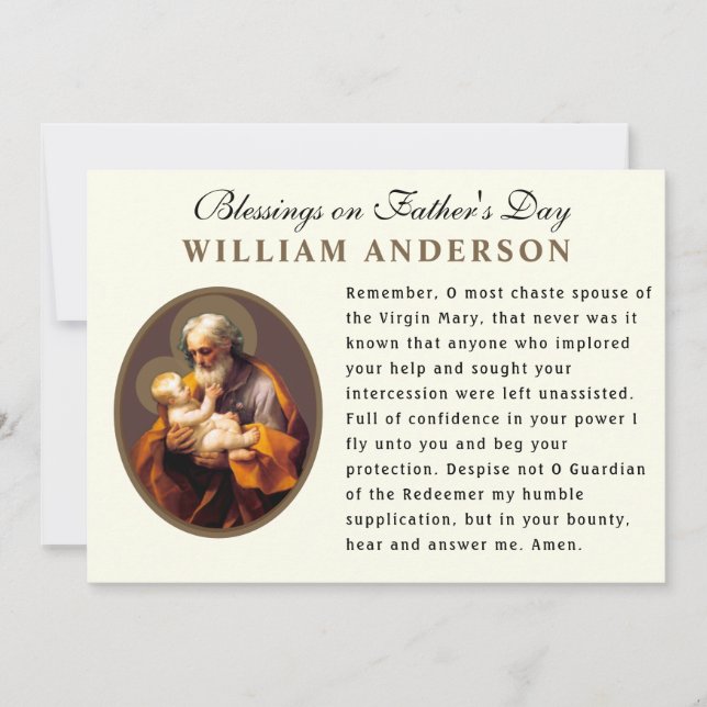 Cartão de Oração de Memória Católica dia de os pai (Frente)