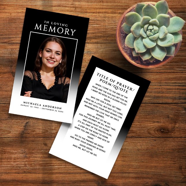 Cartão de Oração de Memória Elegante Moderno e Ama (Criador carregado)