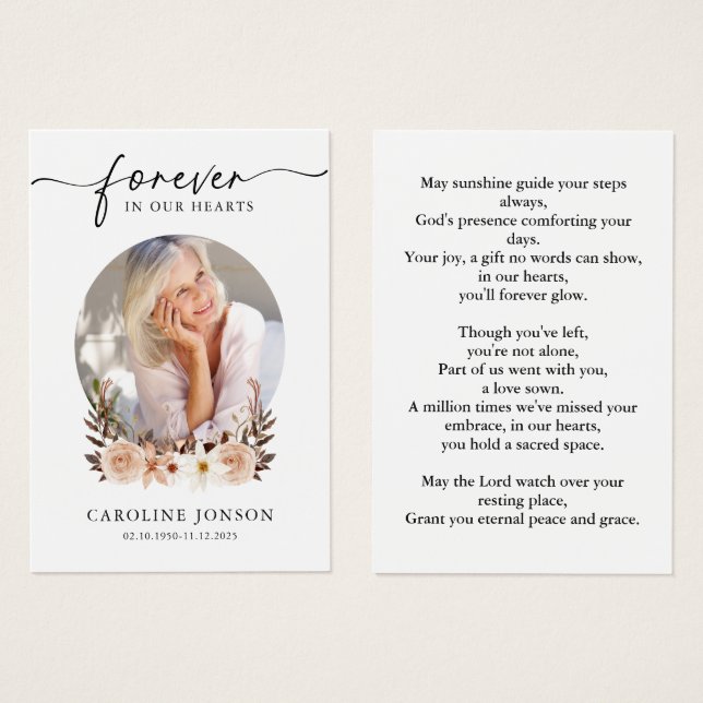 Cartão de Oração de Memória Funeral Flueral Fluvia (Frente & Verso)