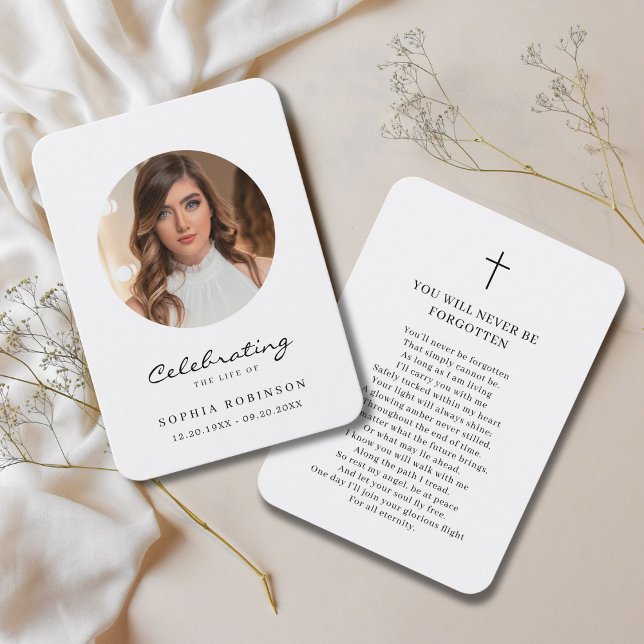 Cartão de Oração de Memorial de Funeral de Foto Si (Criador carregado)