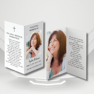 Cartão de Oração de Memorial Simples com 2 Fotos