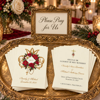 Cartão de Oração de Natal para Casamento Católico