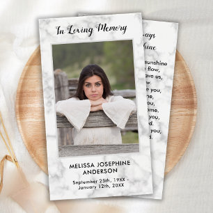 Cartão de Oração de Simpatia Fotográfica Memorial 