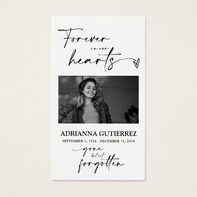 Cartão de Oração de Simpatia Fotográfica Memorial  (Frente)