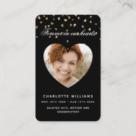 Cartão de oração do funeral de corações em ouro pr