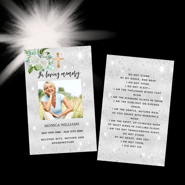 Cartão de oração do funeral de foto branca pratead (Criador carregado)