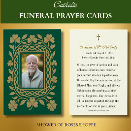 Cartão de Oração do Memorial Funeral Dourado Celul