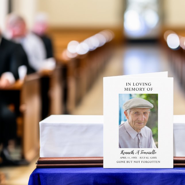 Cartão de Oração Dobrado com Foto Simples de Memor (Simple Funeral Memorial Photo Folded Prayer Card)