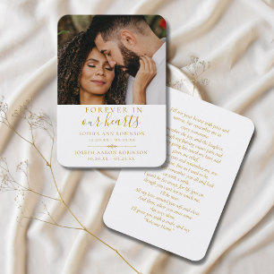 Cartão de Oração Dourada Fotográfica Funeral de Me