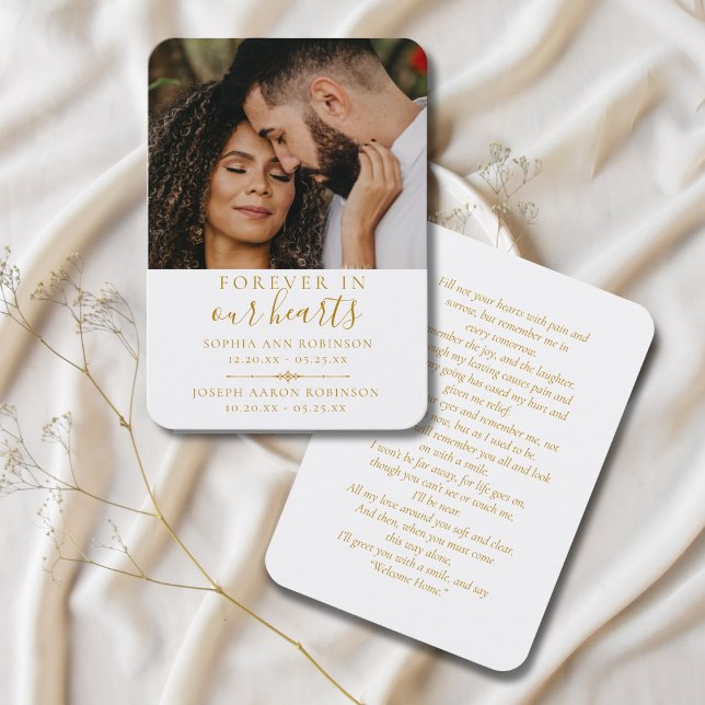 Cartão de Oração Dourada Fotográfica Funeral de Me (Criador carregado)