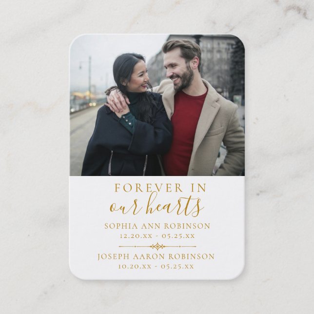 Cartão de Oração Dourada Fotográfica Funeral de Me (Frente)